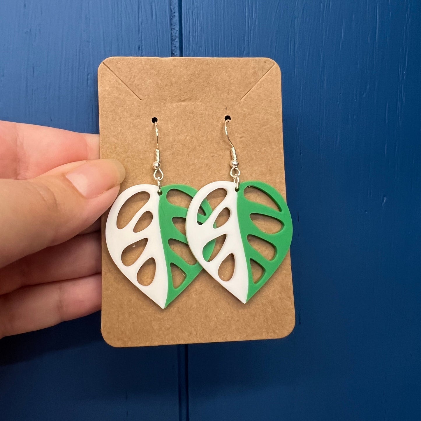 Variegated Monstera Adansonii Earrings