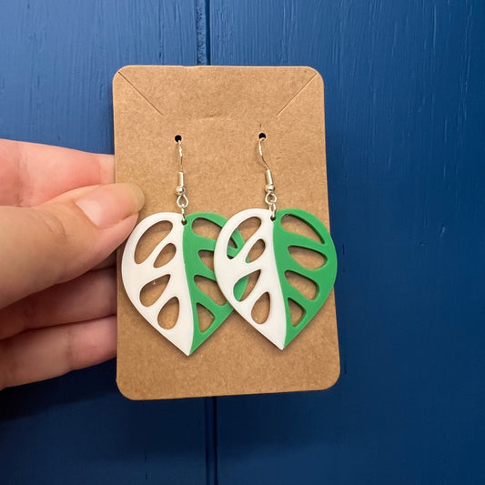 Variegated Monstera Adansonii Earrings