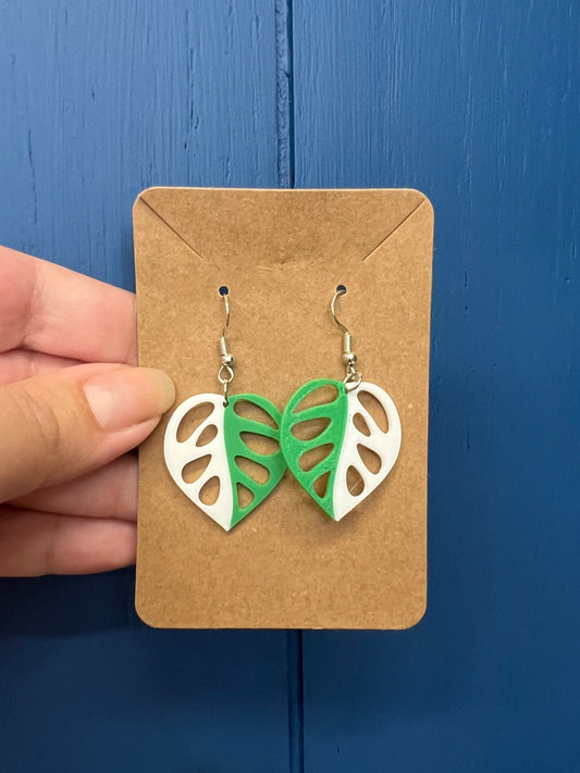 Variegated Monstera Adansonii Earrings