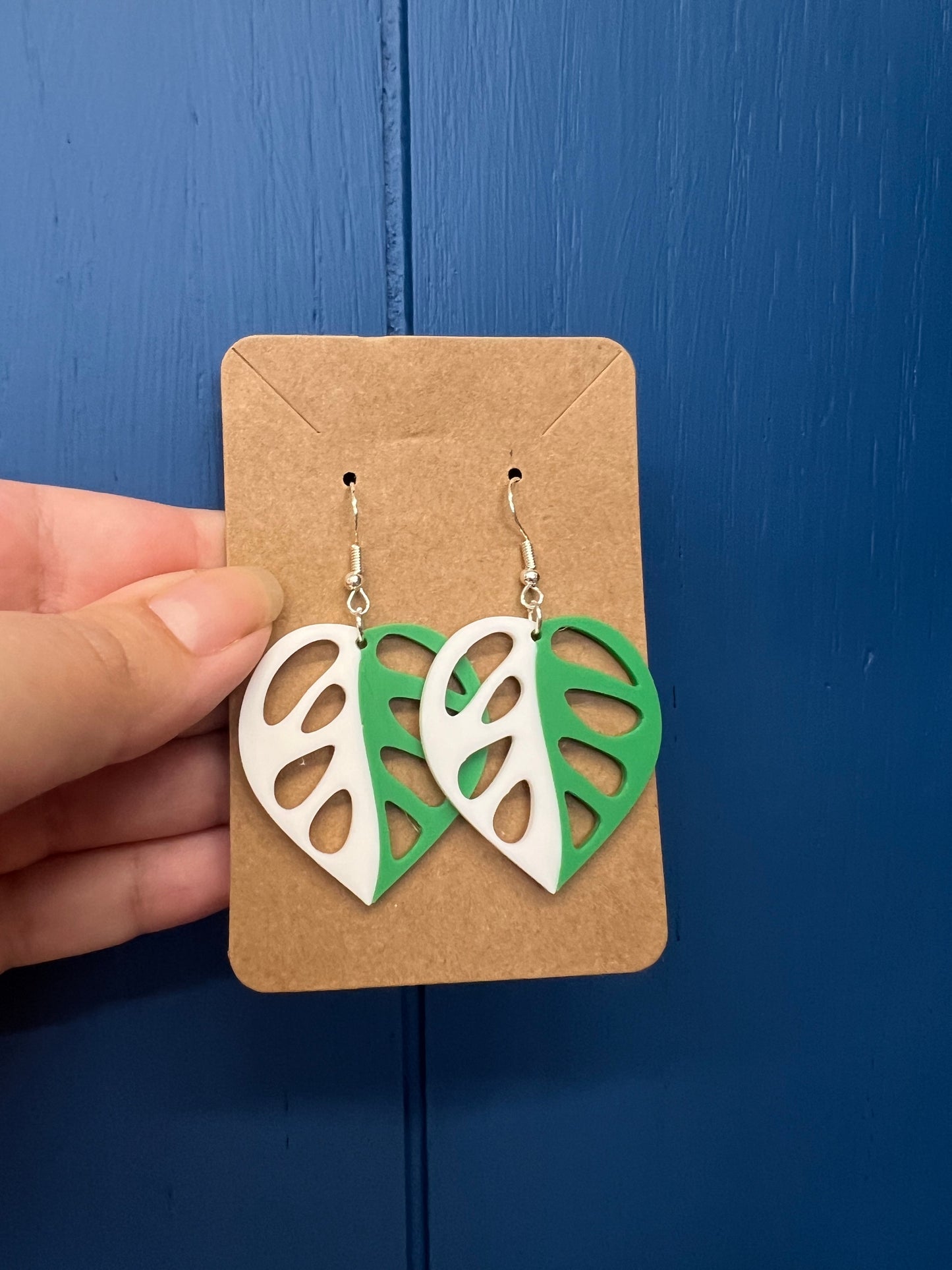 Variegated Monstera Adansonii Earrings